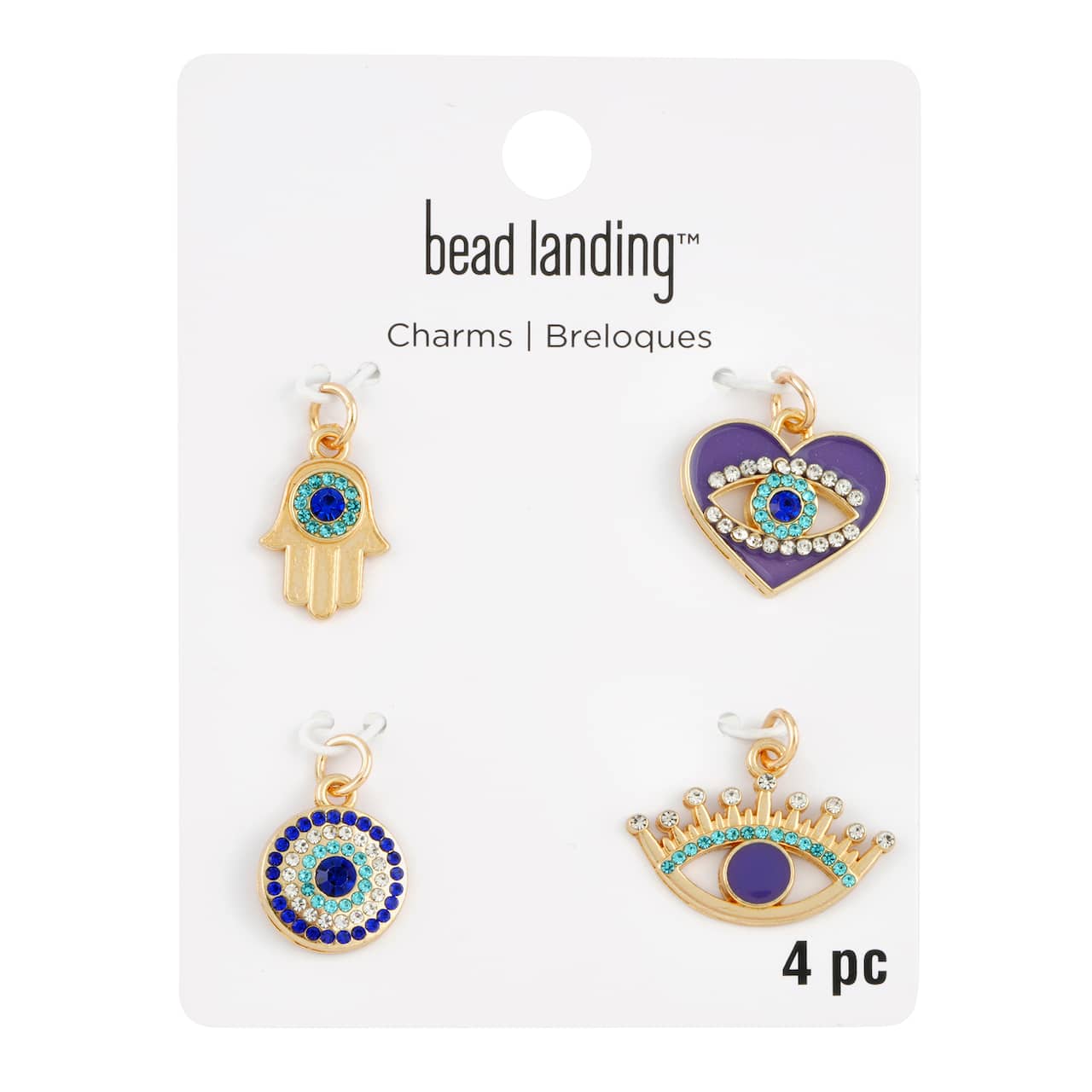 12 Packs: 4 ct. (48 total) Blue & Gold Evil Eye Charms by Bead Landing™